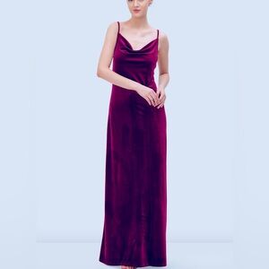 Taylor Burgundy Velvet Draped Neckline Floor Length Dress Size 10 NEW